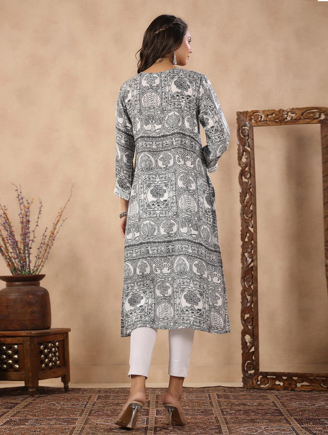 black cotton straight kurta - 19995646 - Standard Image - 3