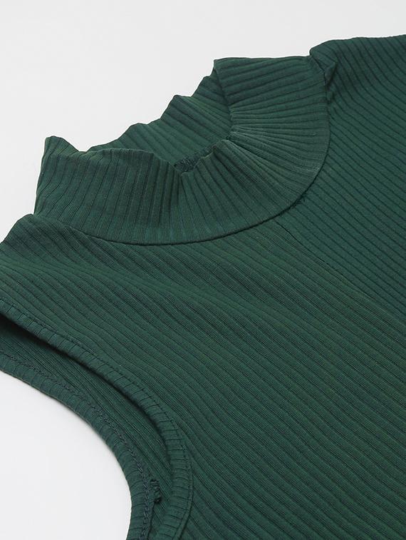 green solid mock neck sleeveless regular tunic - 19995688 - Standard Image - 5