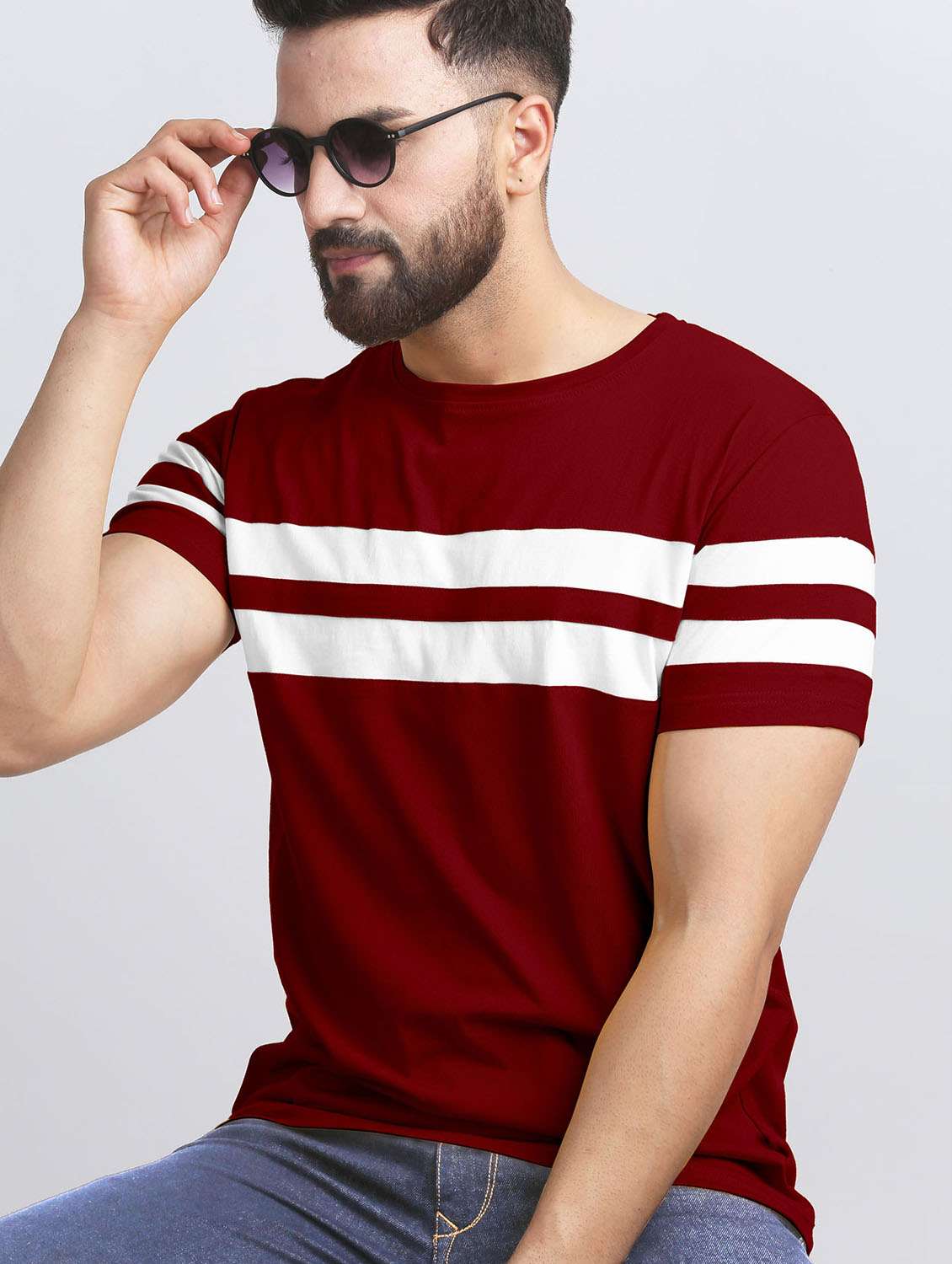 round neck taped regular t-shirt - 19995758 - Zoom Image - 0