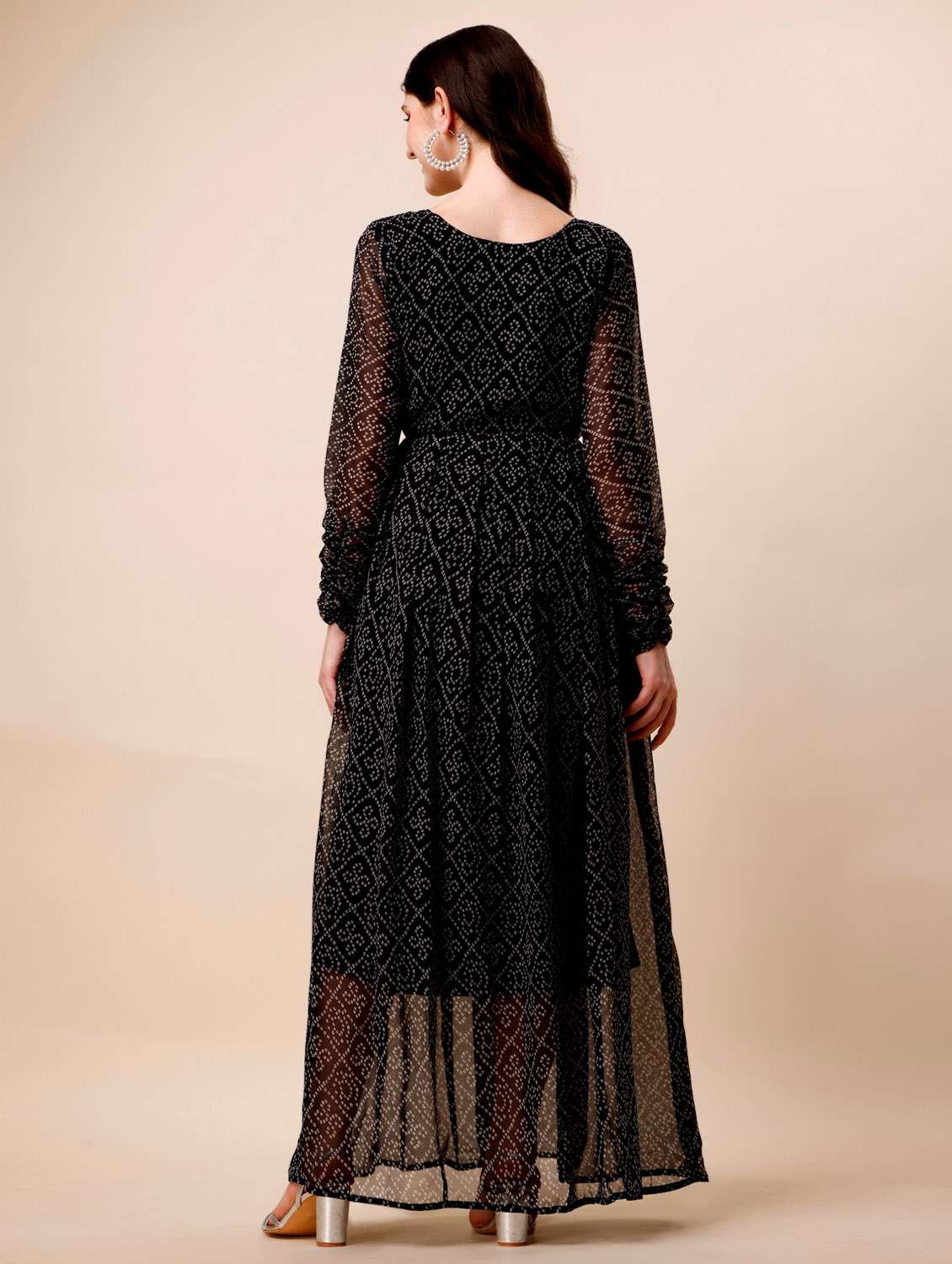 black georgette f=fit & ffare ethnic dress - 19996221 -  Standard Image - 3