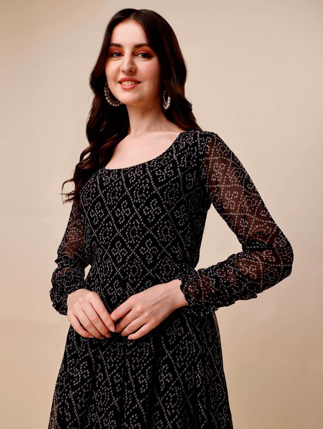 black georgette f=fit & ffare ethnic dress - 19996221 -  Standard Image - 5