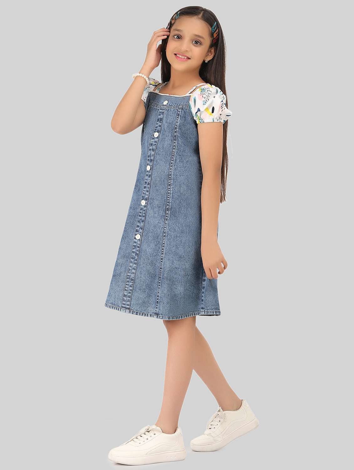 girls square neck puff sleeve dress - 19996404 -  Standard Image - 3