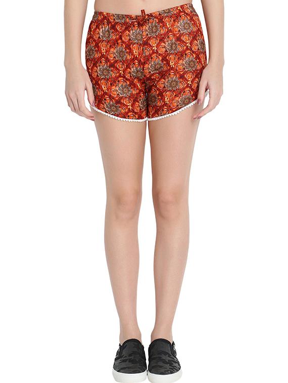 orange printed mid rise regular short - 19996560 - Zoom Image - 0