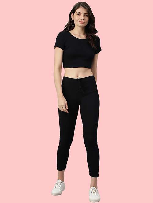 round neck solid active wear set - 19996680 - Standard Image - 0