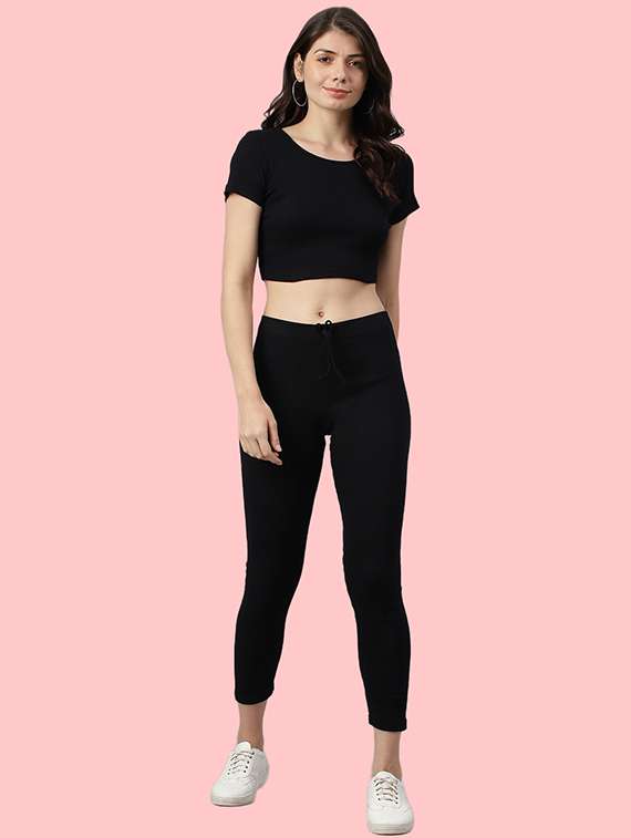 round neck solid active wear set - 19996680 - Zoom Image - 0