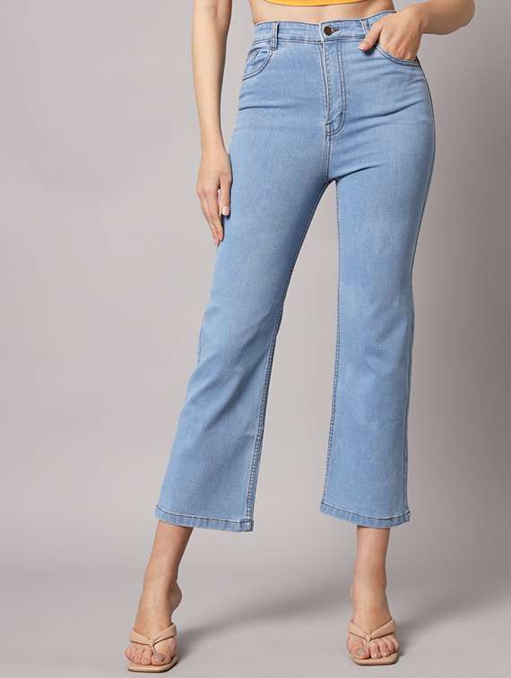light blue solid mid rise ankle length bootcut jean - 19996817 -  Zoom Image - 0