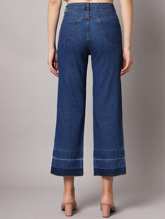 blue solid mid rise ankle length straight jean - 19996869 - Standard Image - 3
