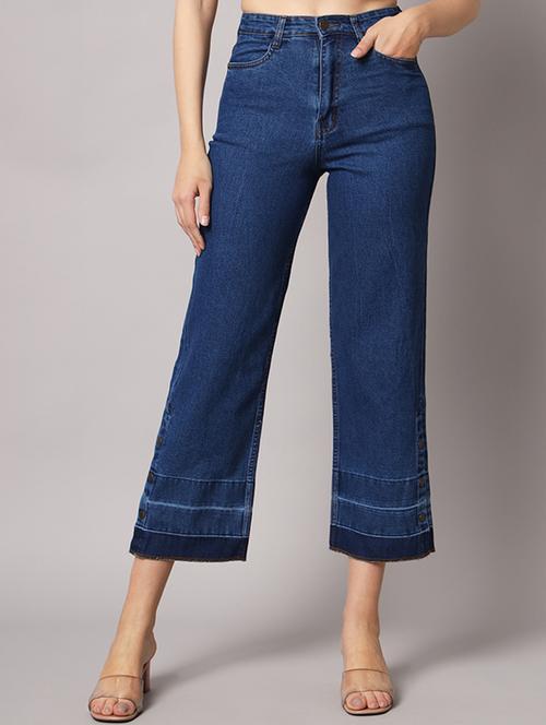 dark blue solid mid rise ankle length straight jean - 19996870 -  Standard Image - 0