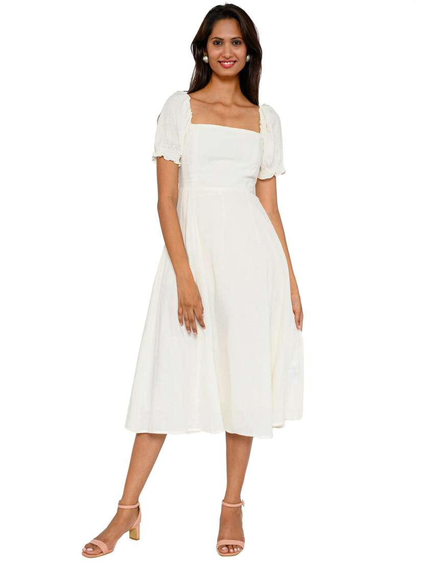 white linen a-line dress - 19999245 -  Zoom Image - 0