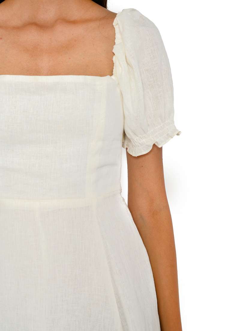 white linen a-line dress - 19999245 -  Standard Image - 3