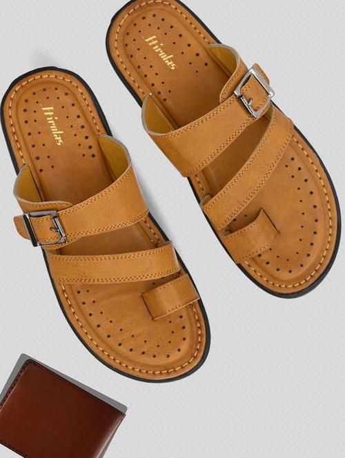 tan faux leather slip on slippers - 19999646 - Standard Image - 0
