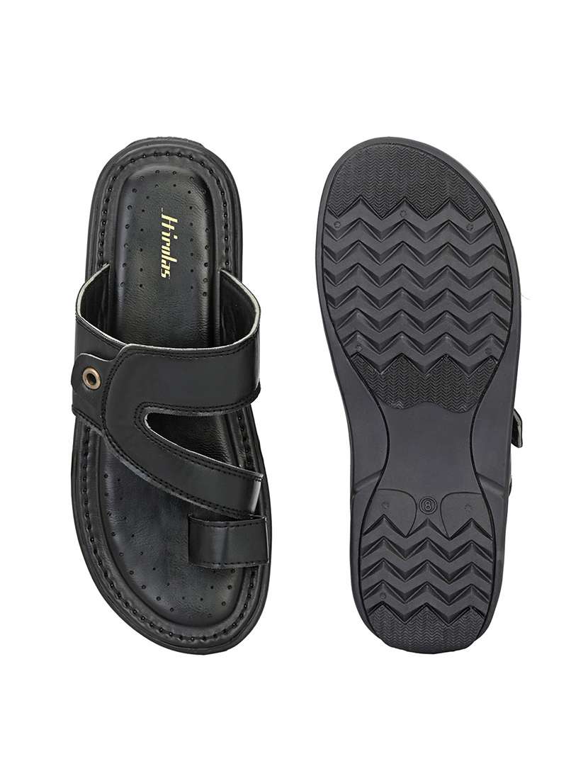 black faux leather slip on slippers - 19999649 -  Standard Image - 5