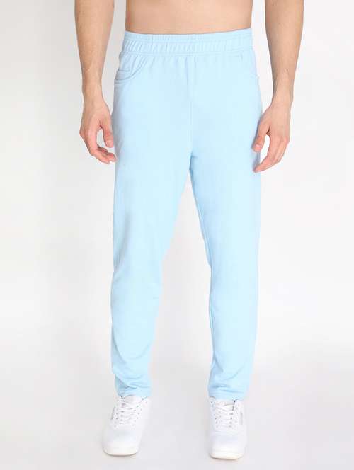 men blue solids full length track pant - 19999687 -  Standard Image - 0
