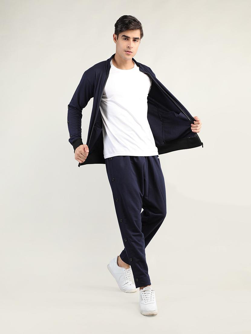 dark blue cotton blend track pant - 19999707 - Standard Image - 3