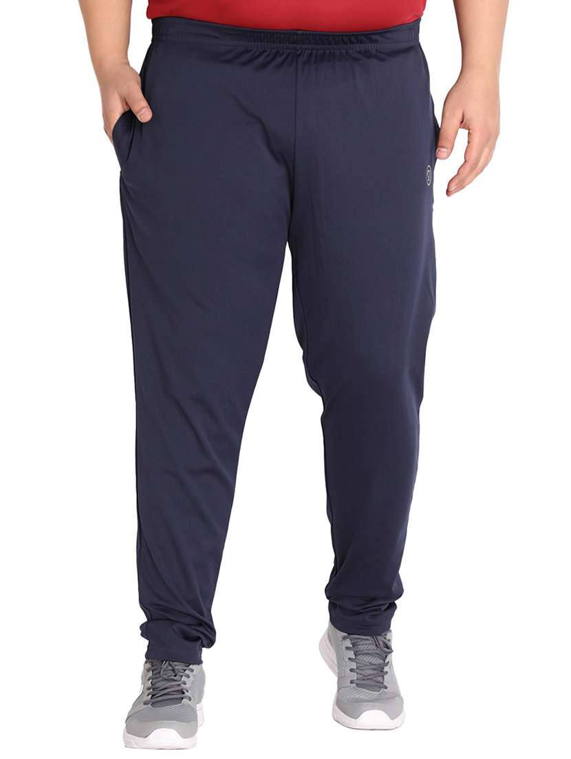 men blue solids full length track pant