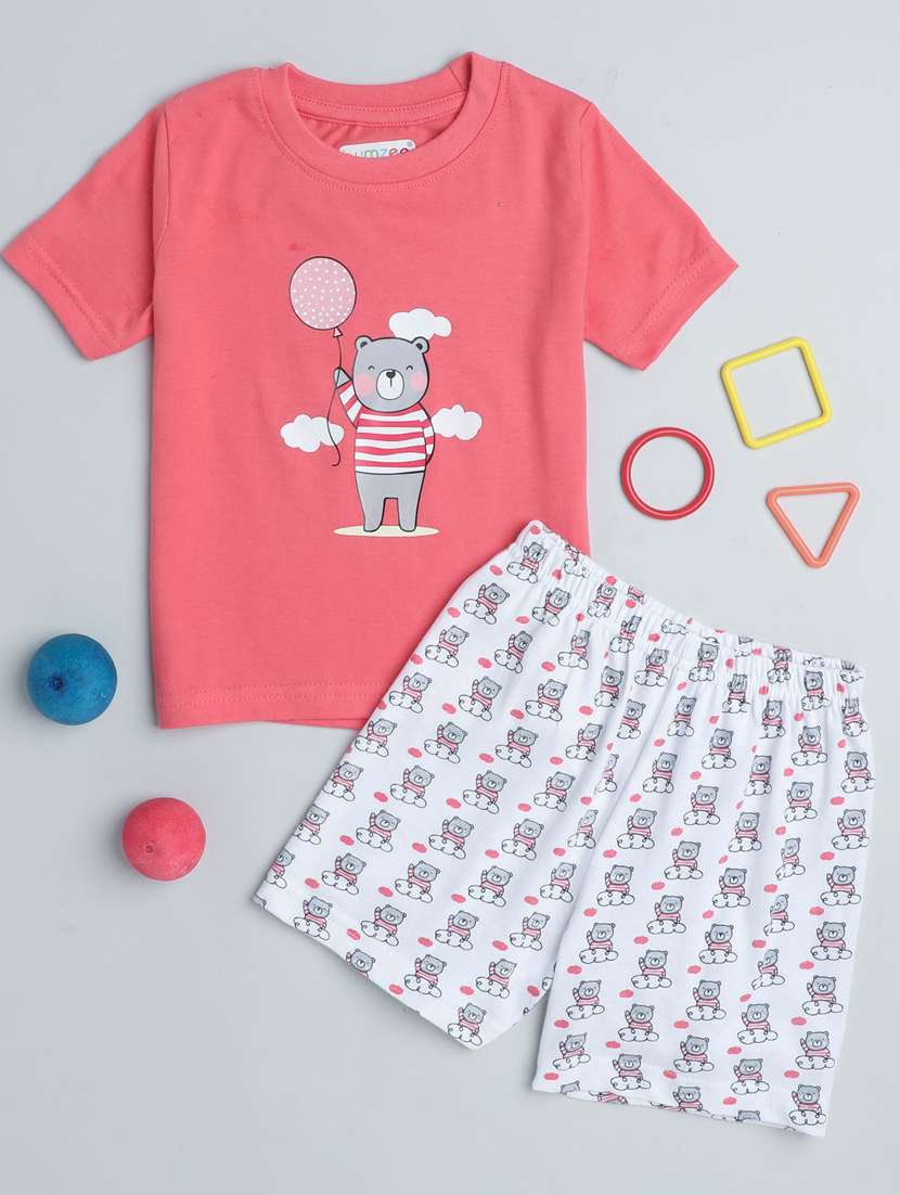 girls printed shorts set