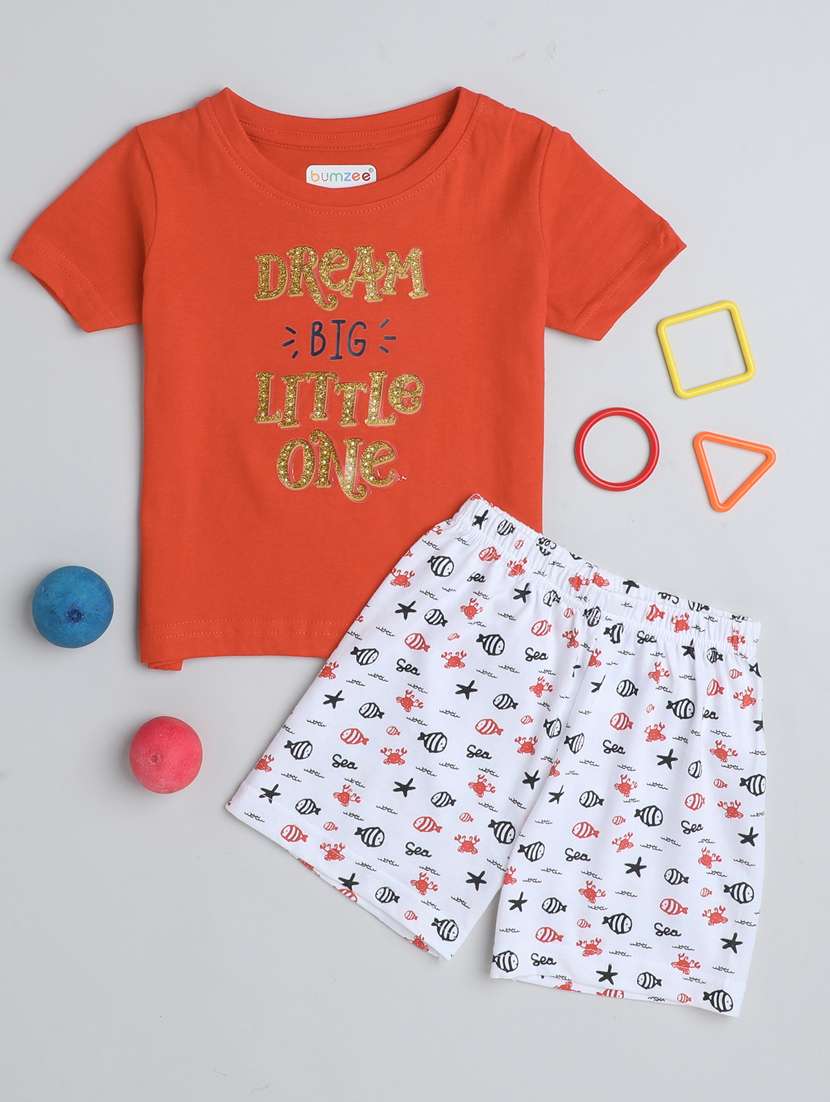 boys printed shorts set