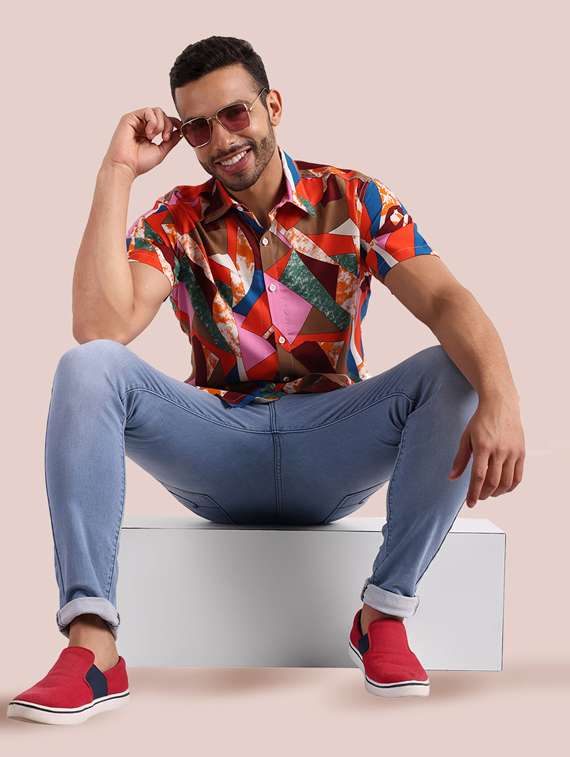 mens geometric casual shirt - 20002303 -  Standard Image - 3