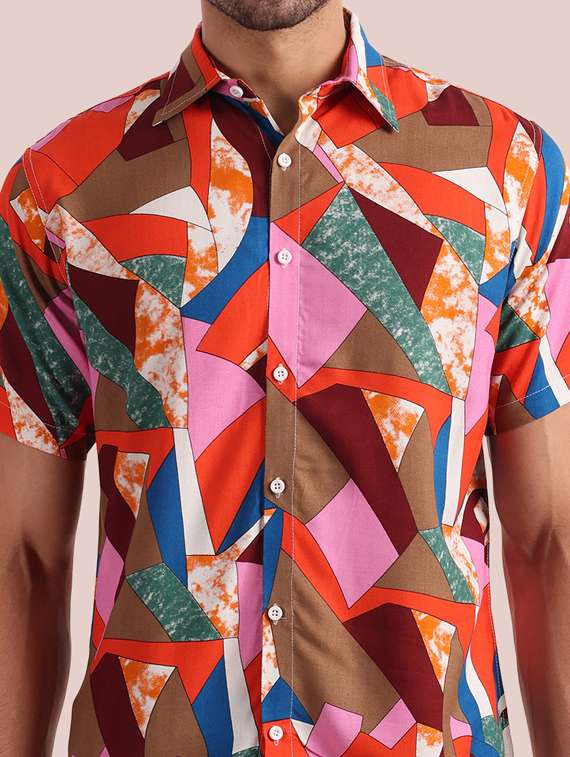 mens geometric casual shirt - 20002303 -  Standard Image - 5