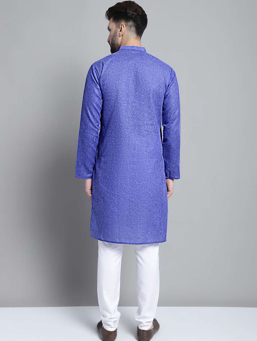 mandarin neck solid kurta pyjama set - 20002368 - Standard Image - 3