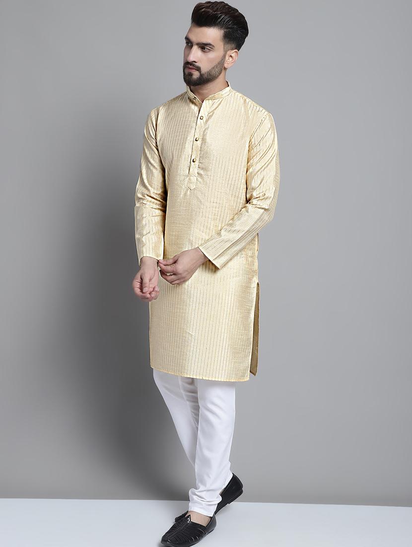 olive silk blend kurta pyjama with jacket ethnic wear set - 20002383 - Standard Image - 3