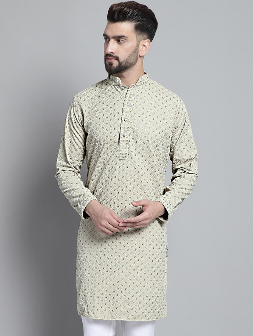 mandarin neck embroidered kurta - 20002390 - Zoom Image - 0
