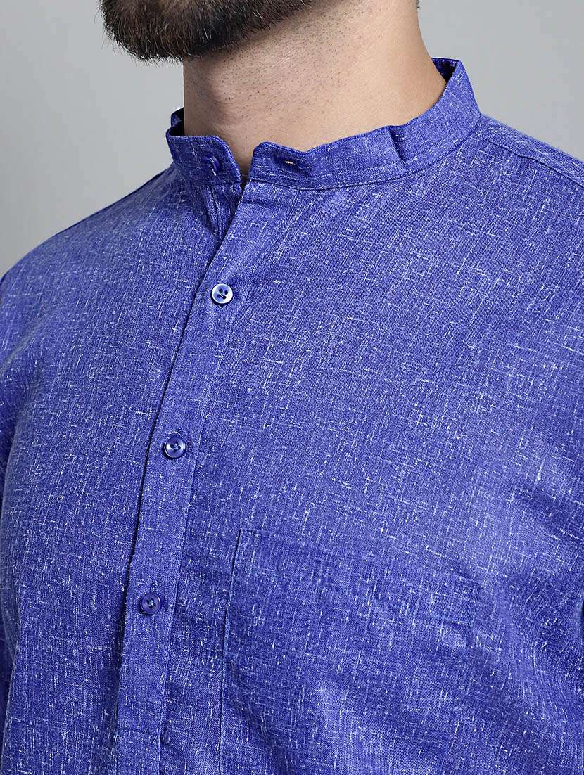 mandarin neck solid long kurta - 20002392 -  Standard Image - 5