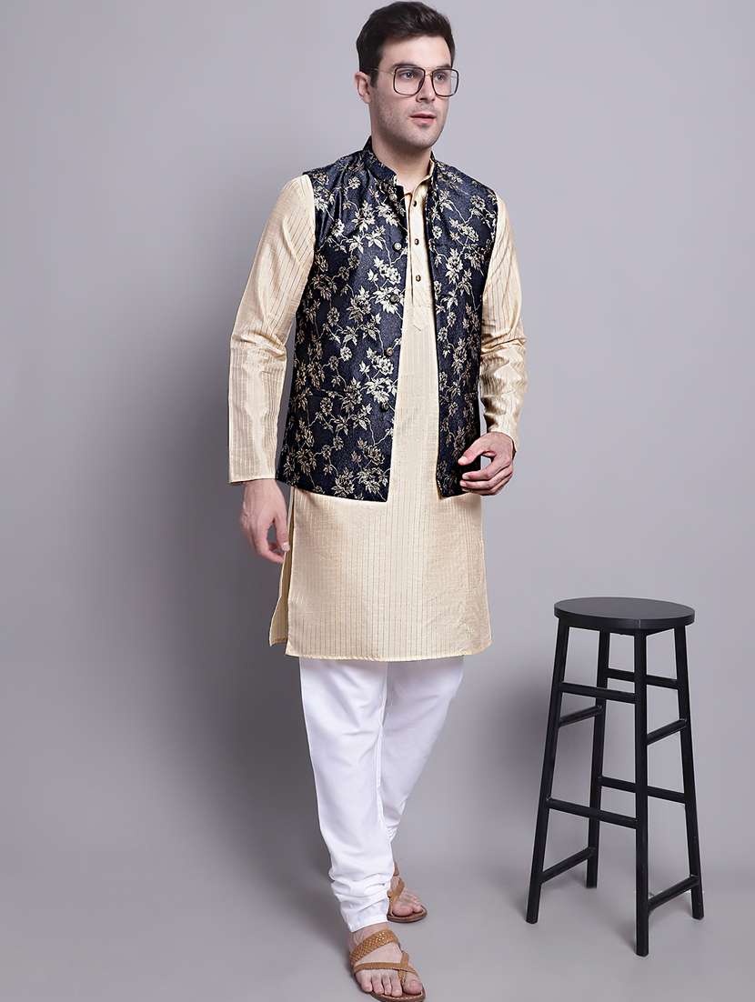grey silk blend nehru jacket - 20002410 -  Standard Image - 3
