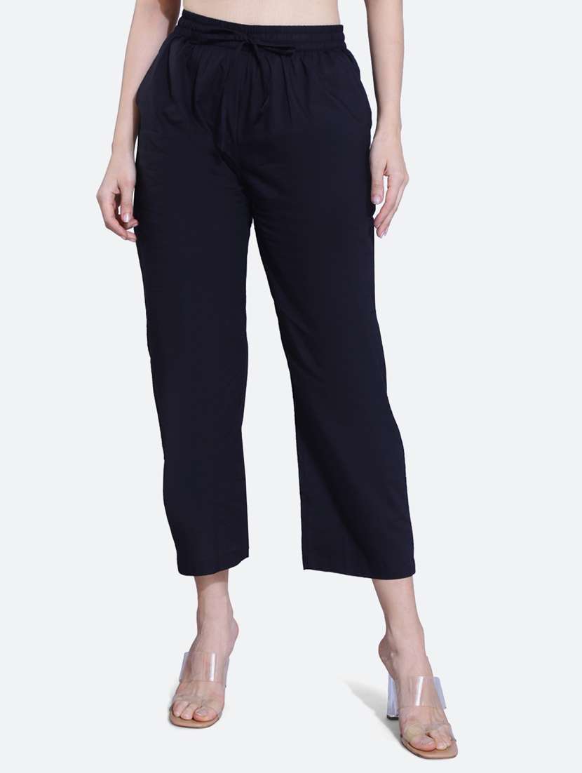 black cotton trousers - 20002548 - Zoom Image - 0