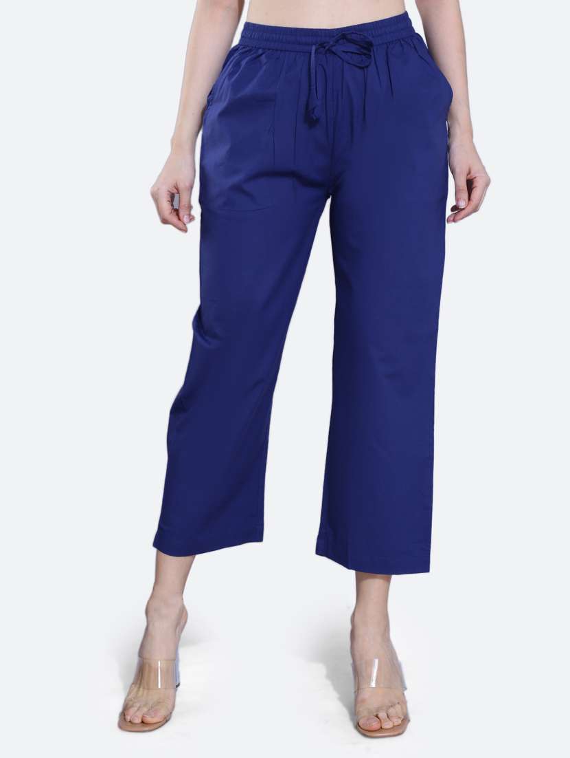 blue cotton trousers - 20002549 -  Zoom Image - 0