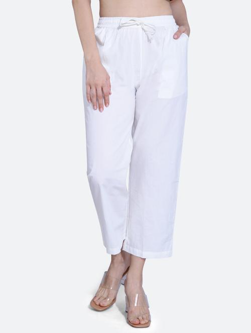 white cotton trousers - 20002551 - Standard Image - 0