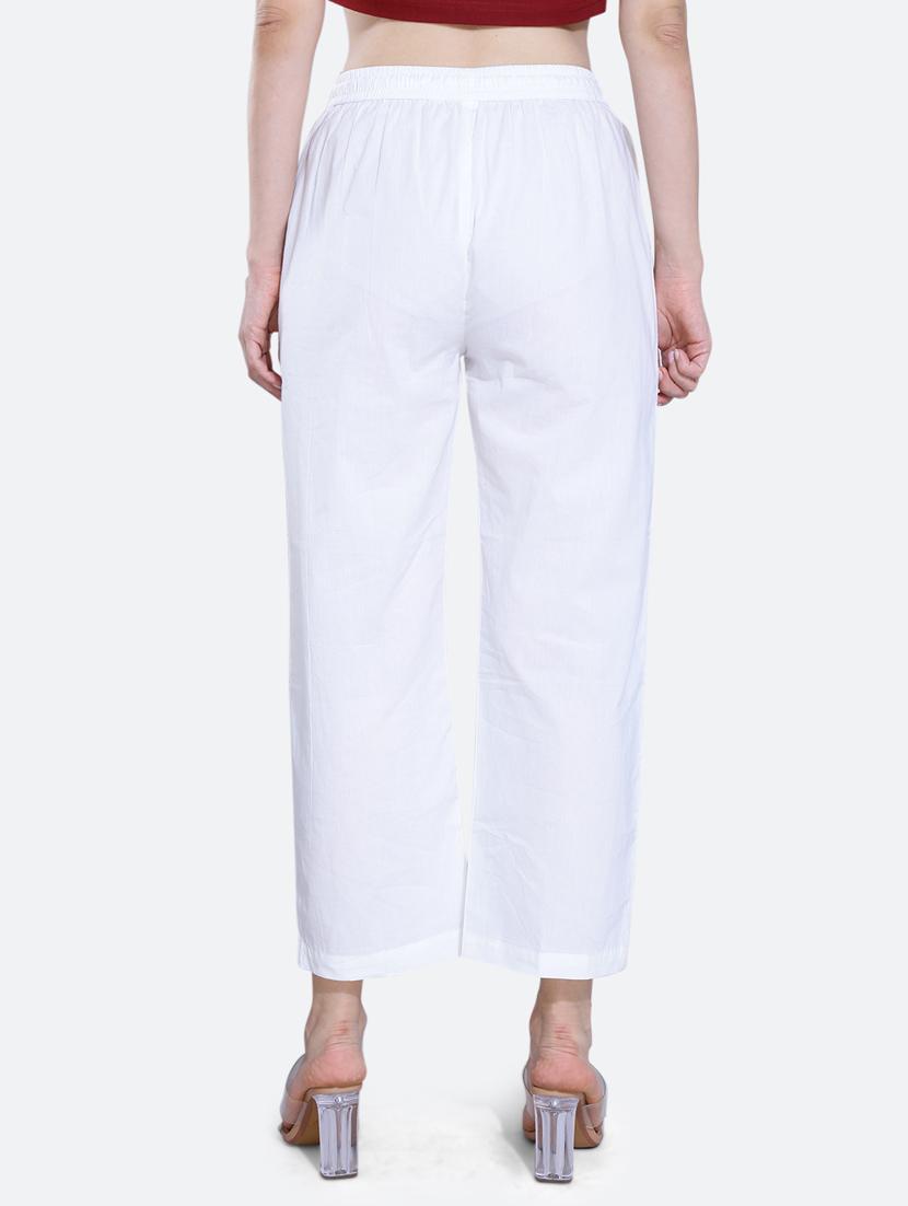white cotton trousers - 20002551 - Standard Image - 3