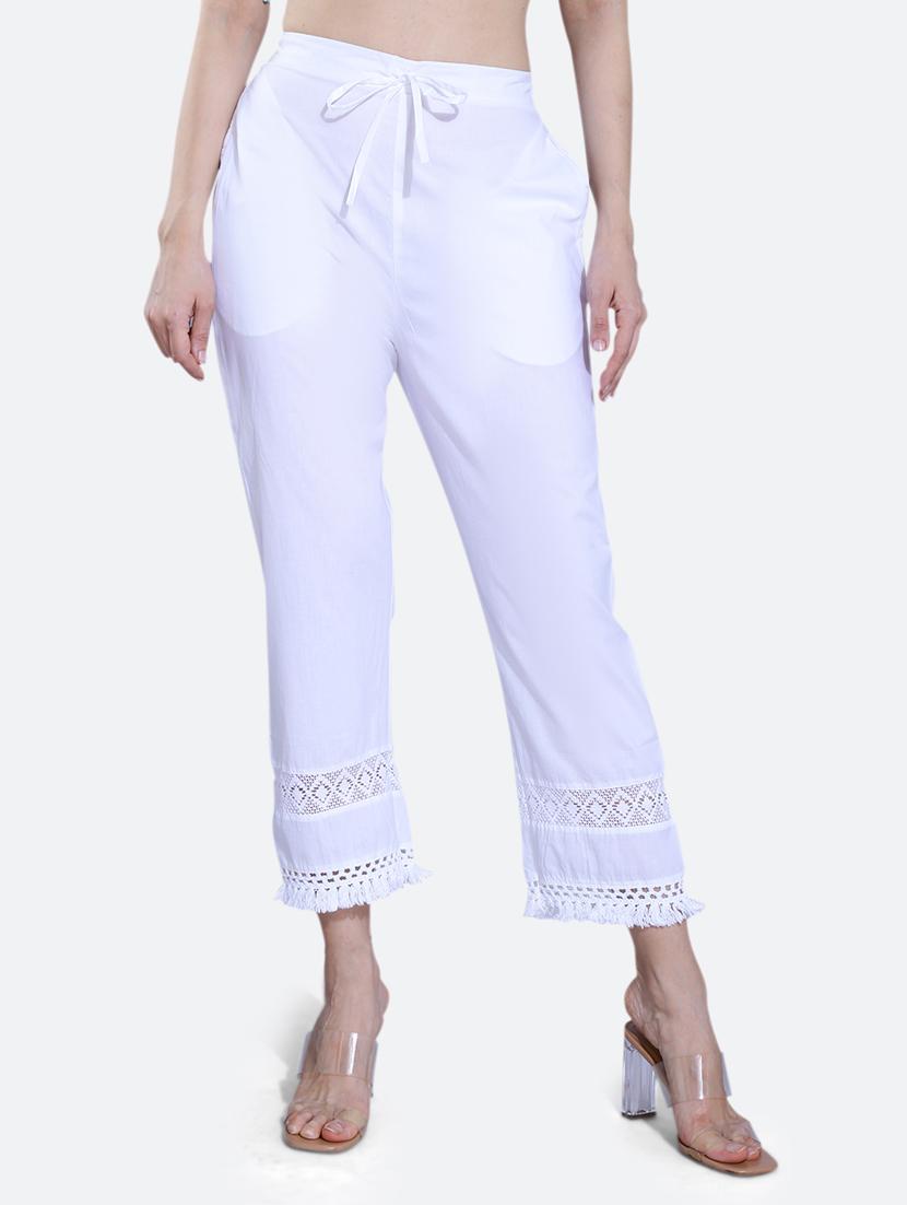 white cotton crop pants - 20002555 - Zoom Image - 0