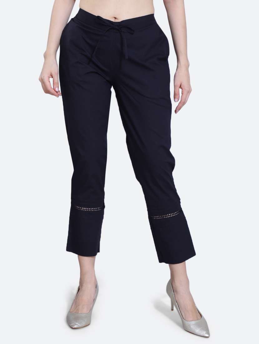 black cotton trousers - 20002562 - Zoom Image - 0