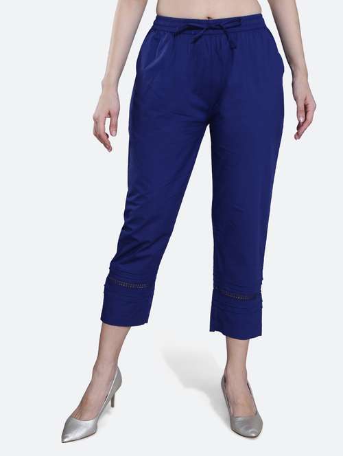 blue cotton trousers - 20002565 - Standard Image - 0