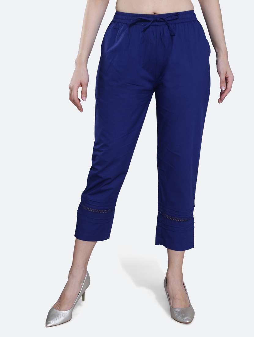 blue cotton trousers - 20002565 - Zoom Image - 0