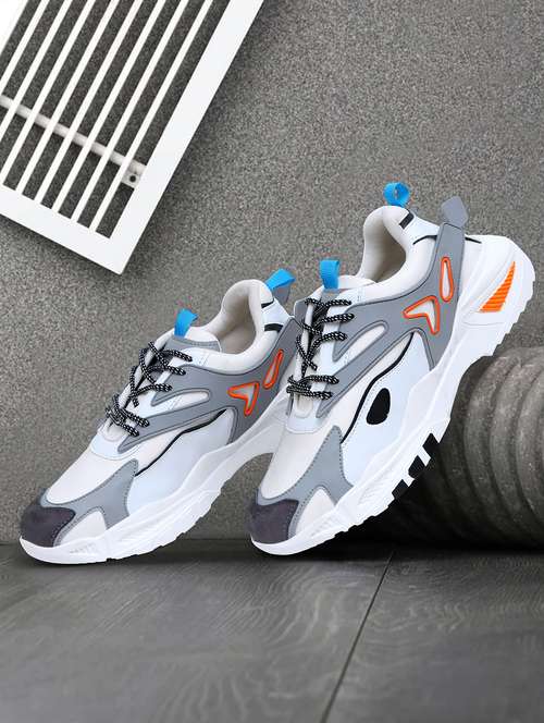 White Mens Lace Up Sport Shoes