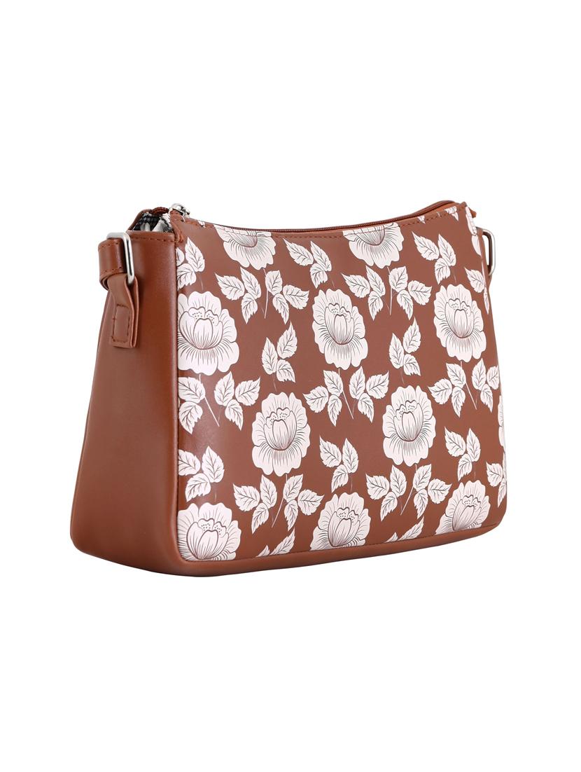 brown leatherette (pu) regular sling bag - 20004639 - Standard Image - 3