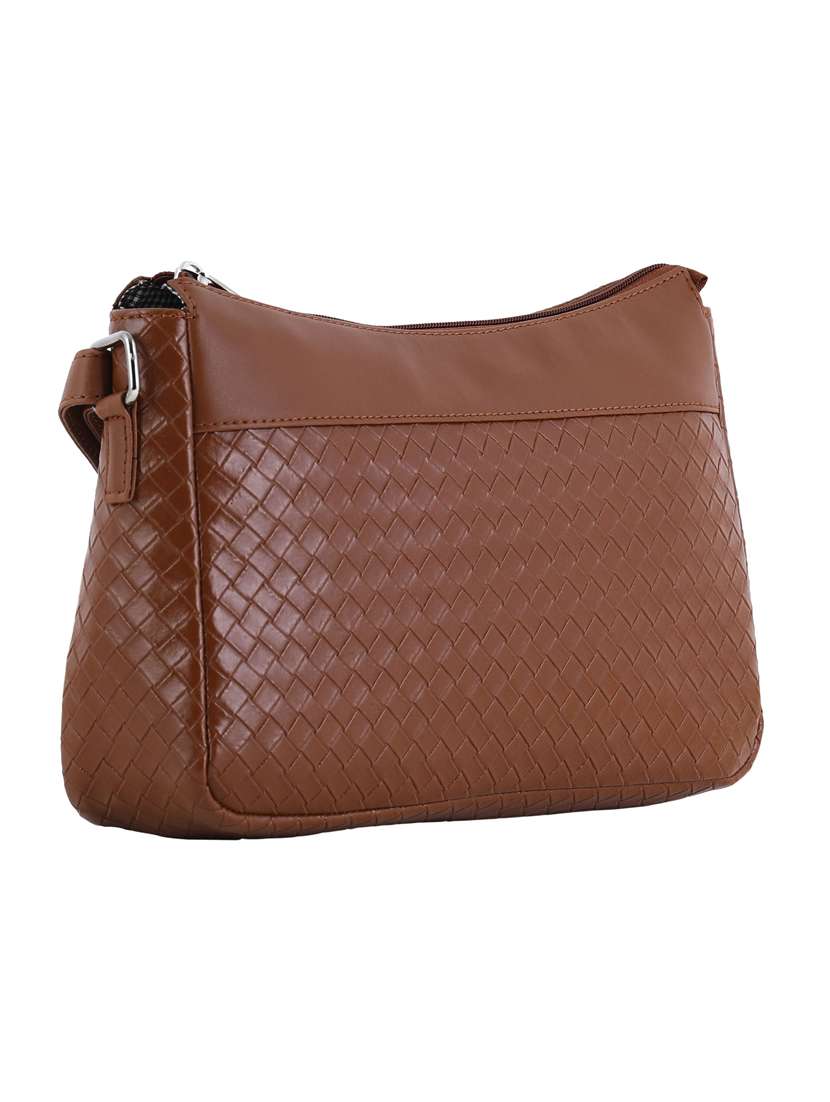 brown leatherette (pu) regular sling bag - 20004644 -  Standard Image - 3