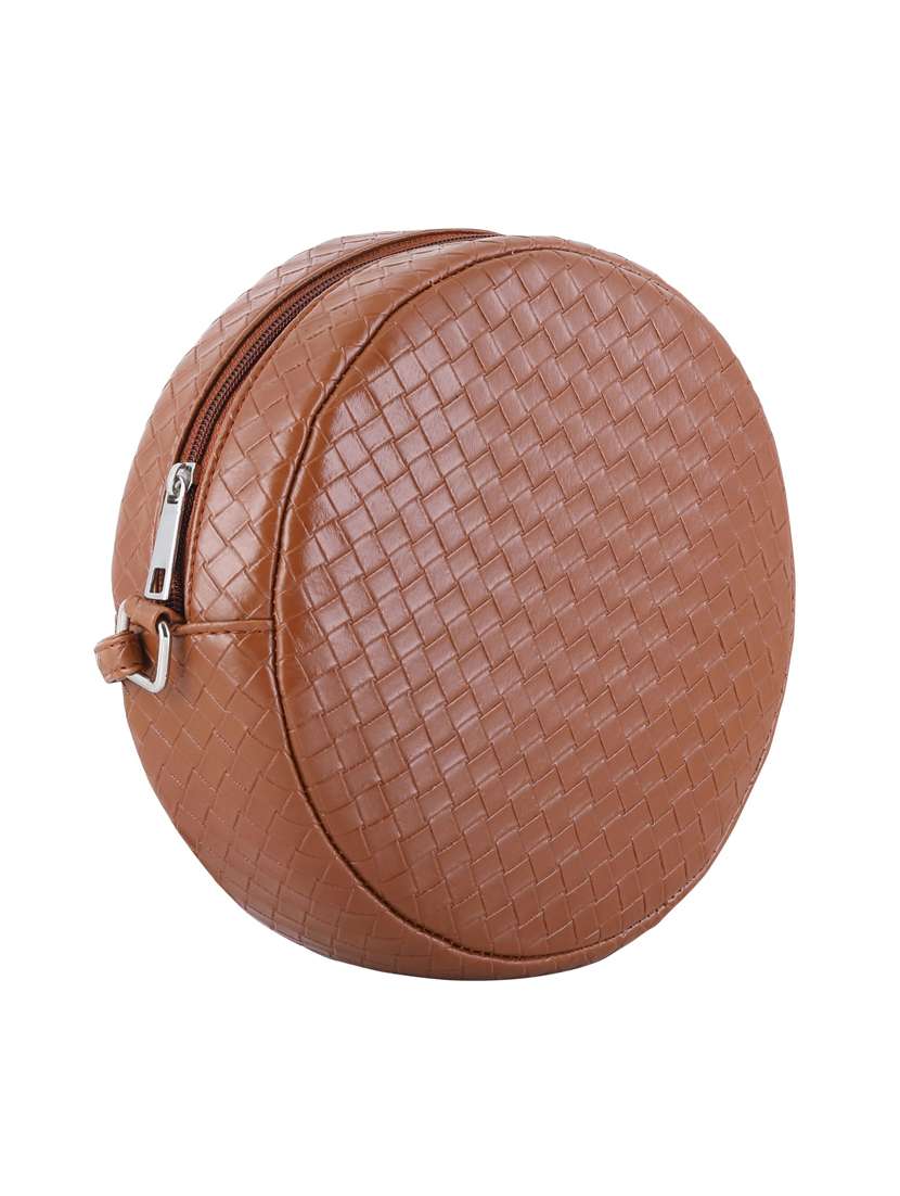 brown leatherette (pu) regular sling bag - 20004645 -  Standard Image - 3