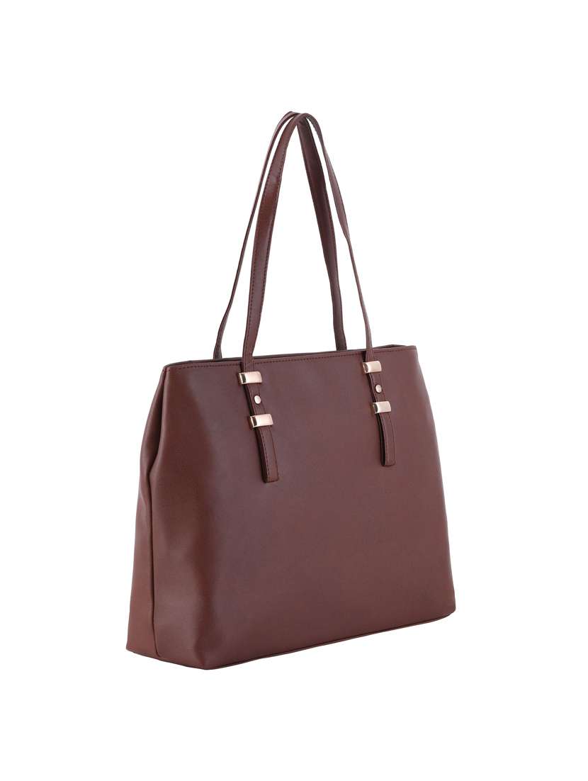 brown leatherette (pu) regular handbag - 20004845 - Standard Image - 3