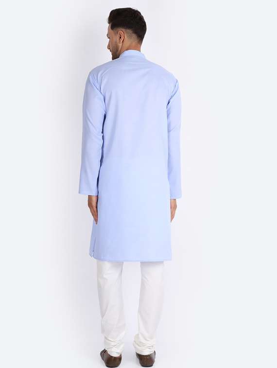 mandarin neck solid kurta pyjama set - 20005340 -  Standard Image - 3