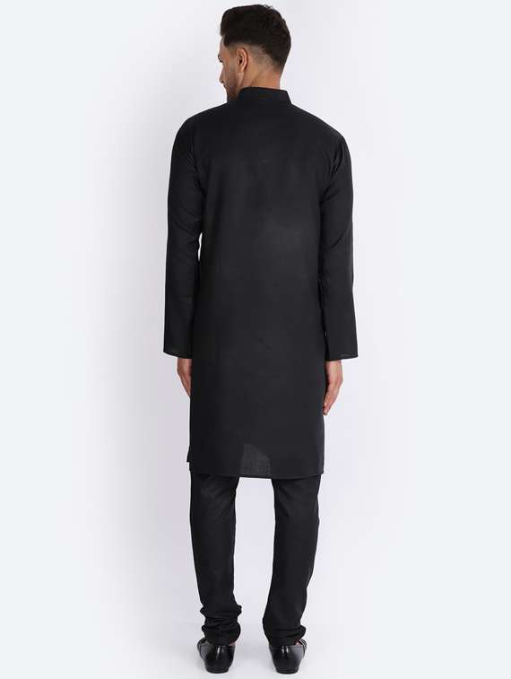 mandarin neck solid kurta pyjama set - 20005354 -  Standard Image - 3