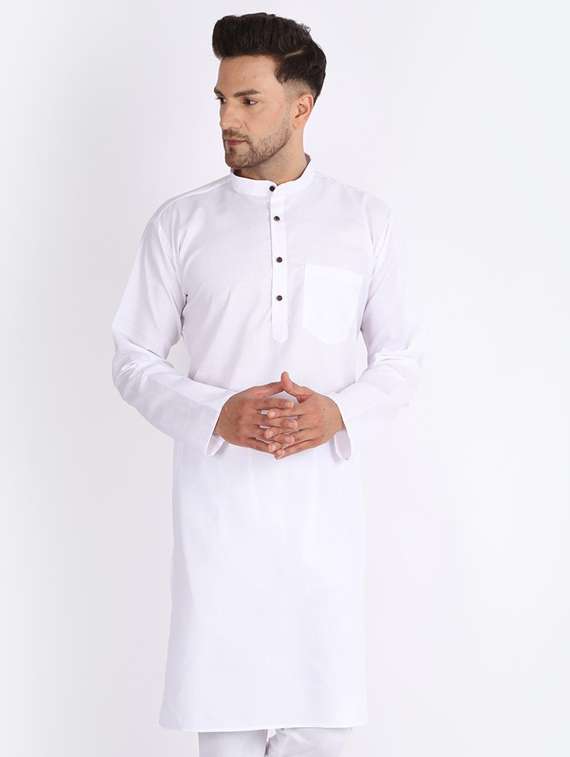 banhussain solid cotton blend long kurta