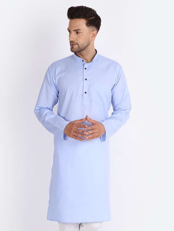 banhussain solid cotton blend long kurta