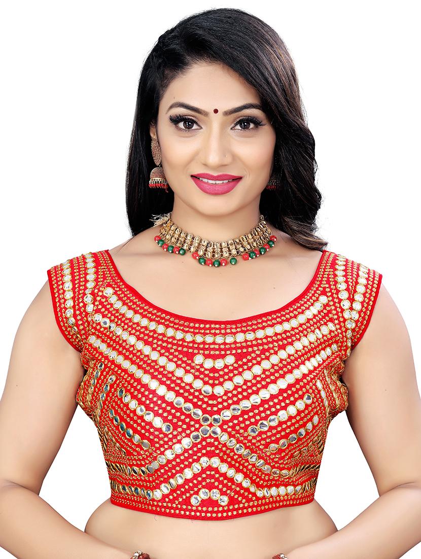 red stitched self design blouse - 20005454 - Zoom Image - 0