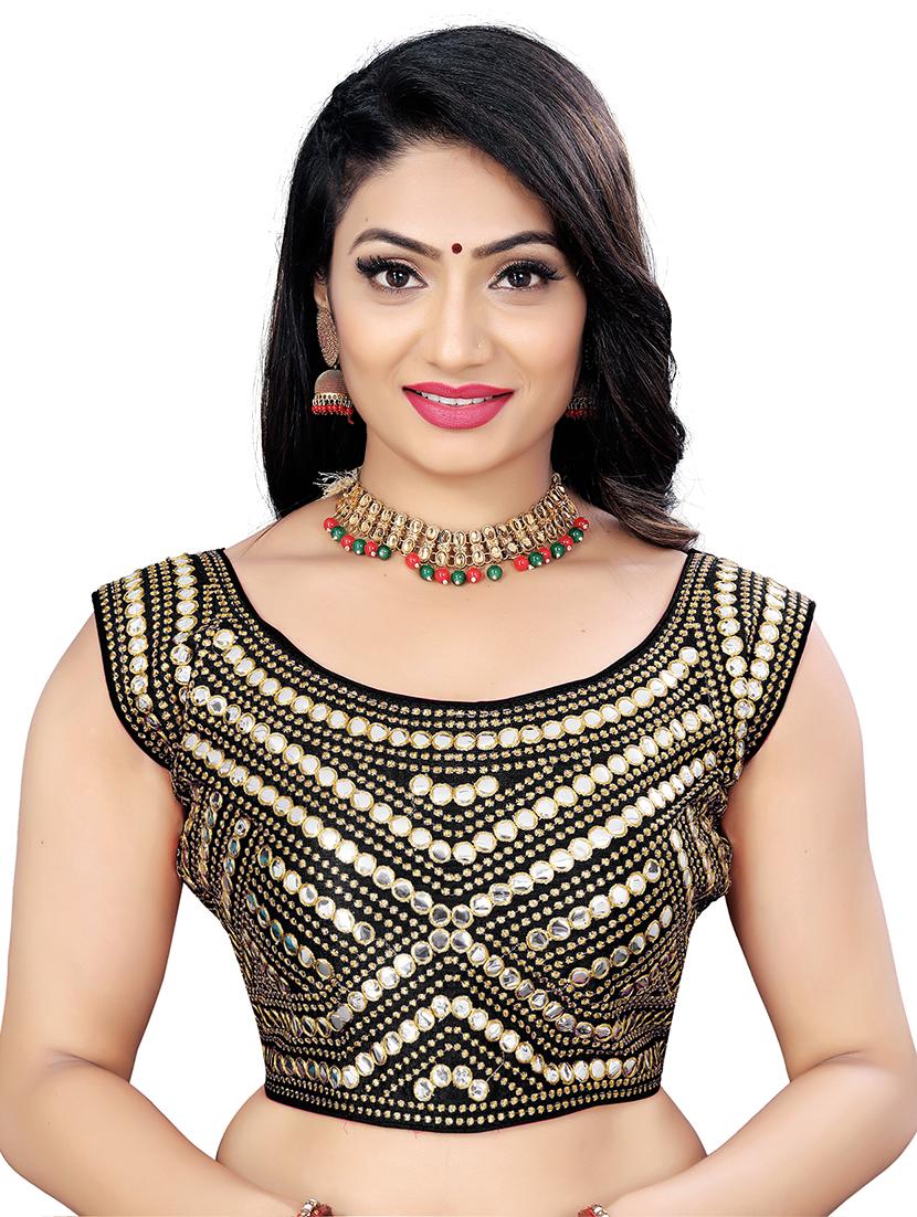 black stitched self design blouse - 20005460 - Zoom Image - 0