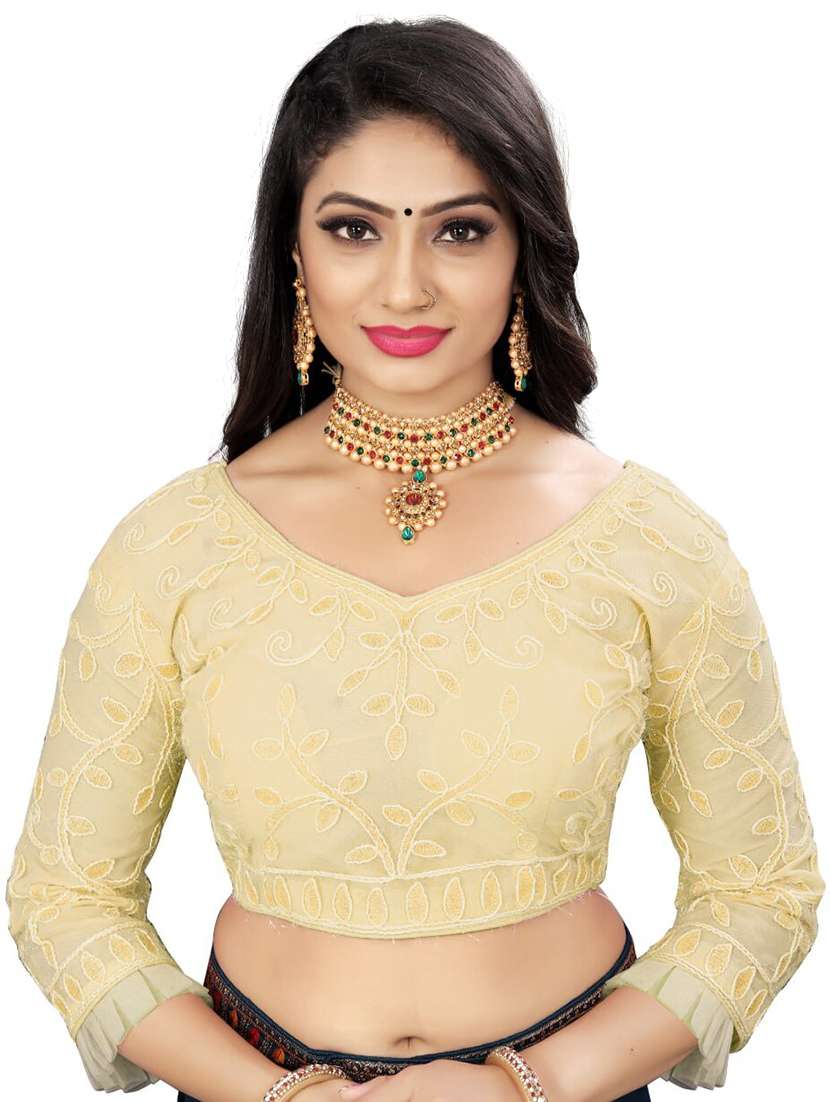 yellow stitched self design blouse - 20005466 -  Zoom Image - 0
