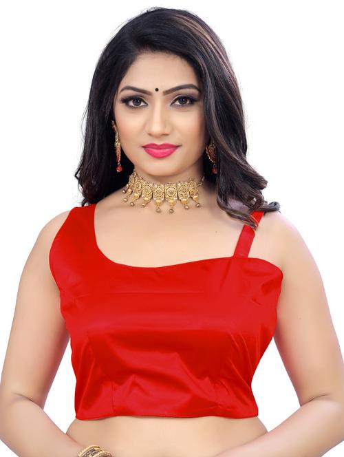 red stitched self design blouse - 20005510 - Standard Image - 0