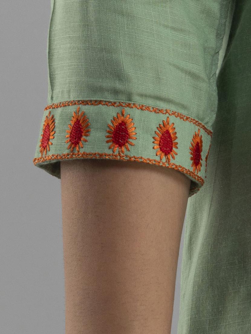 olive embroidered regular top - 20005521 - Standard Image - 3